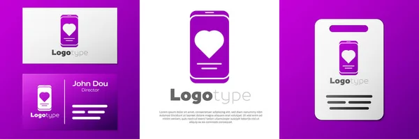 Logotyp Smartphone Med Pulsmätare Funktion Ikon Isolerad Vit Bakgrund Mall — Stock vektor
