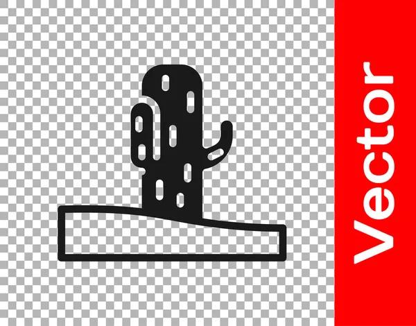 Schwarzes Kaktus Symbol Isoliert Auf Transparentem Hintergrund Vektor — Stockvektor