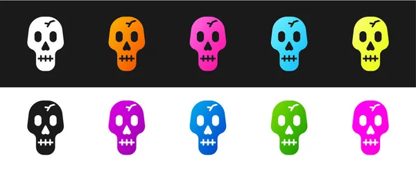 stock vector Set Skull icon isolated on black and white background. Happy Halloween party.  Vector.