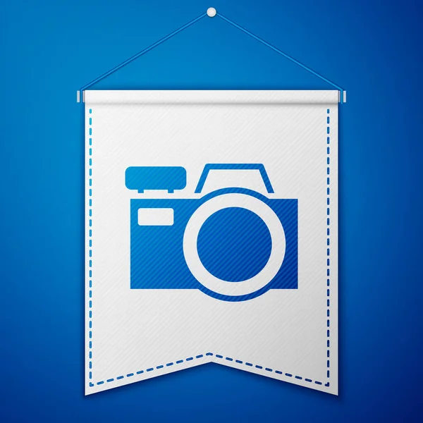 Blauwe Fotocamera Pictogram Geïsoleerd Blauwe Achtergrond Foto Camera Icoon Witte — Stockvector