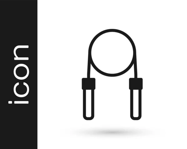 Иконка Черного Прыжка Выделена Белом Фоне Скакалка Спортивное Оборудование Вектор — стоковый вектор