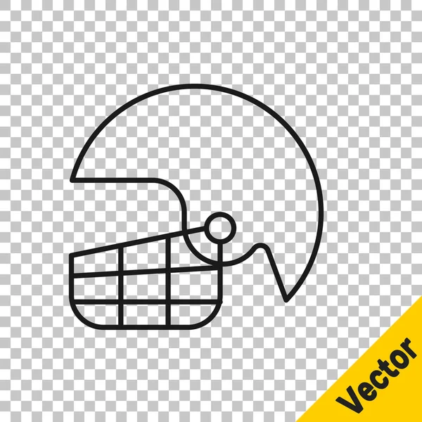 Icono Casco Fútbol Americano Línea Negra Aislado Sobre Fondo Transparente — Vector de stock