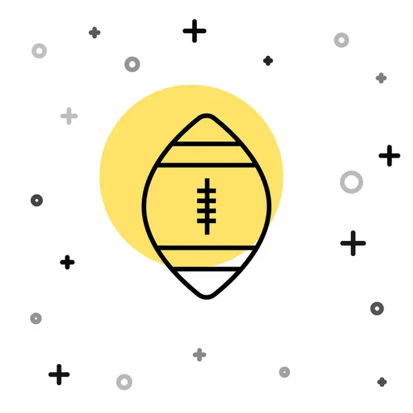 Schwarze Linie American Football Ball Symbol Isoliert Auf Weißem Hintergrund — Stockvektor