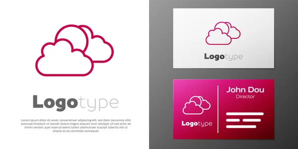 Logotype Lijn Zon Bewolkt Weer Pictogram Geïsoleerd Witte Achtergrond Logo — Stockvector