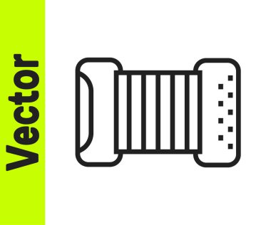 Siyah çizgi müzik aleti akordeon simgesi beyaz arkaplanda izole edildi. Klasik bayan, harmonik. Vektör.