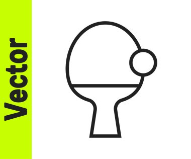 Masa tenisi ikonunu oynamak için siyah hat raketi beyaz arka planda izole edilmiş. Vektör.