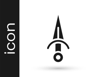 Siyah Hançer simgesi beyaz arkaplanda izole edildi. Bıçak ikonu. Keskin bıçaklı kılıç. Vektör.