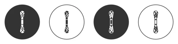黒い糸のアイコンが白い背景に隔離されています 手作り 編み物やテーラーメイドショップのためのラベル 丸ボタン ベクターイラスト — ストックベクタ