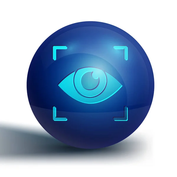 Blue Eye Scan Icoon Geïsoleerd Witte Achtergrond Scan Het Oog — Stockvector