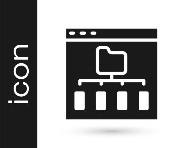 Siyah Tarayıcı dosya simgesi beyaz arkaplanda izole edildi. Vektör.