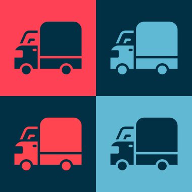 Pop Art Delivery kargo kamyonu ikonu renk arkaplanında izole edildi. Vektör.