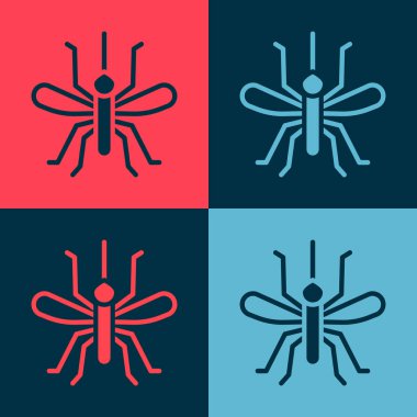 Pop Art Sivrisinek simgesi renk arkaplanında izole edilmiş. Vektör.