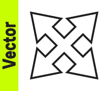 Siyah çizgi trafik levhası. Beyaz arkaplanda sinyal simgesi izole edildi. İşaretçi sembolü. İzole sokak bilgi levhası. Yön tabelası. Vektör İllüstrasyonu.