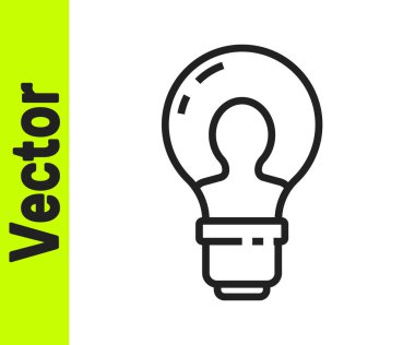 Beyaz arka planda izole lamba ikonu olan siyah çizgi insan kafası. Vektör.