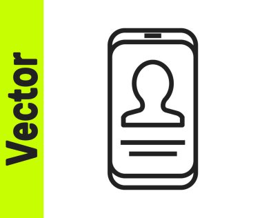 Özgeçmiş simgesi beyaz arkaplanda izole edilmiş siyah çizgi mobil. Özgeçmiş başvurusu. Profesyonel personel aranıyor. Personel analizi devam ediyor. Vektör.