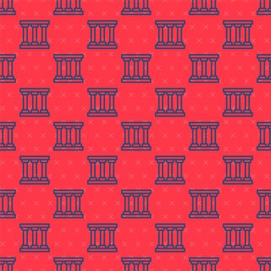 Mavi çizgi Cezaevi pencere simgesi kırmızı arkaplanda izole edilmiş. Vektör.