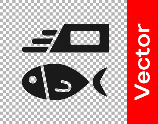 Черная Рыба Чипсы Значок Изолирован Прозрачном Фоне Вектор — стоковый вектор