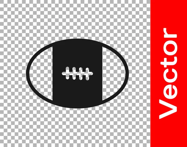 Icono Pelota Rugby Negro Aislado Sobre Fondo Transparente Vector — Vector de stock