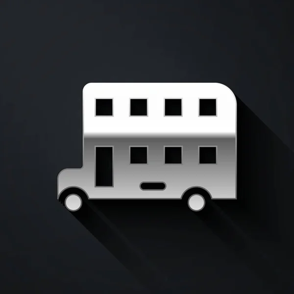 Icône Bus Silver Double Decker Isolée Sur Fond Noir Bus — Image vectorielle