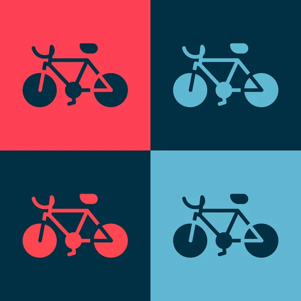 Pop Art Icono Bicicleta Aislado Fondo Color Carrera Bicicletas Deporte — Vector de stock