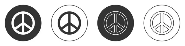 Black Peace Icon Isolated White Background Hippie Symbol Peace Circle — Stock Vector