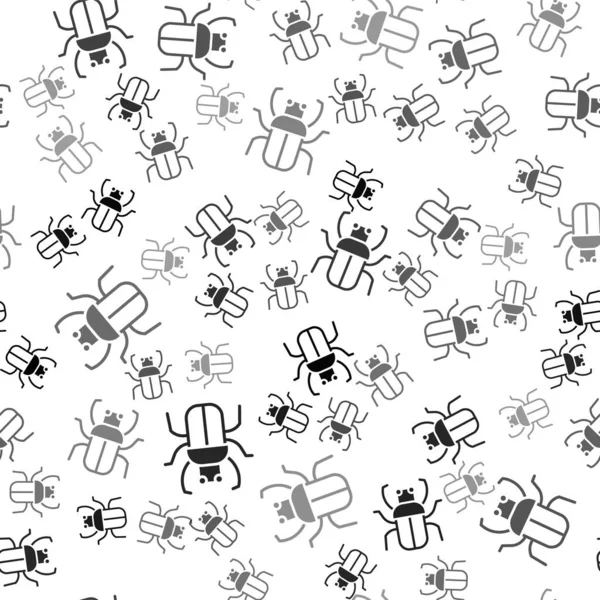 Black Stink Bug Icoon Geïsoleerd Naadloos Patroon Witte Achtergrond Vector — Stockvector