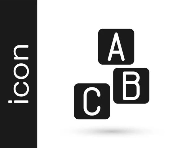 Fekete Abc Blokkok Ikon Elszigetelt Fehér Alapon Abc Kockák Betűkkel — Stock Vector