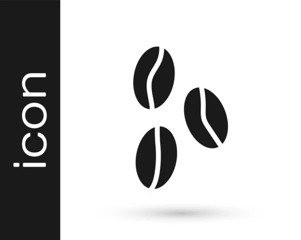 Icône Grains Café Noir Isolé Sur Fond Blanc Vecteur — Image vectorielle