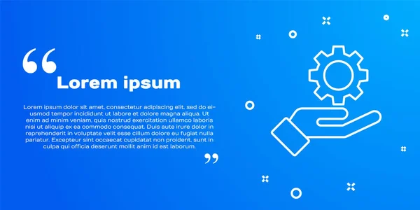 青い背景に隔離された手のアイコンの白い線の設定 ベクターイラスト — ストックベクタ