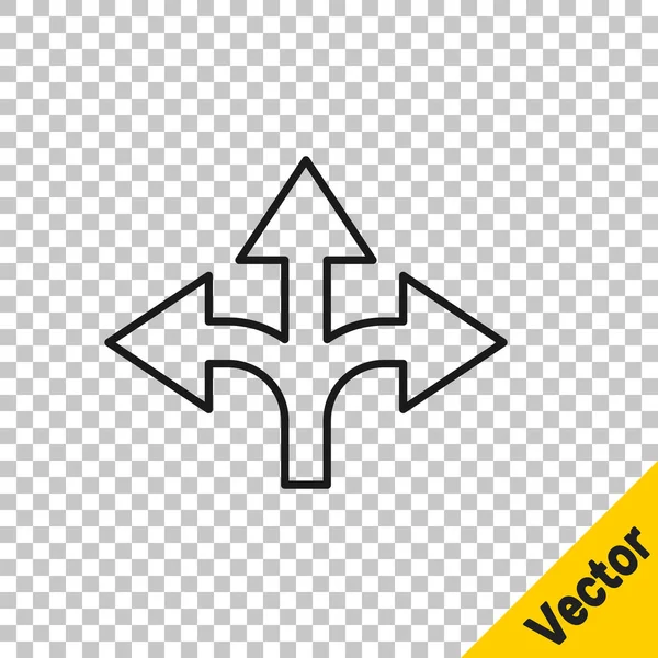 Svart Linje Vägtrafikskylt Skylt Ikon Isolerad Transparent Bakgrund Pekarsymbol Isolerad — Stock vektor