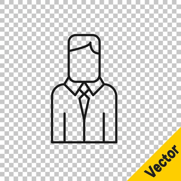 Black Line Worker Symbol Isoliert Auf Transparentem Hintergrund Business Avatar — Stockvektor