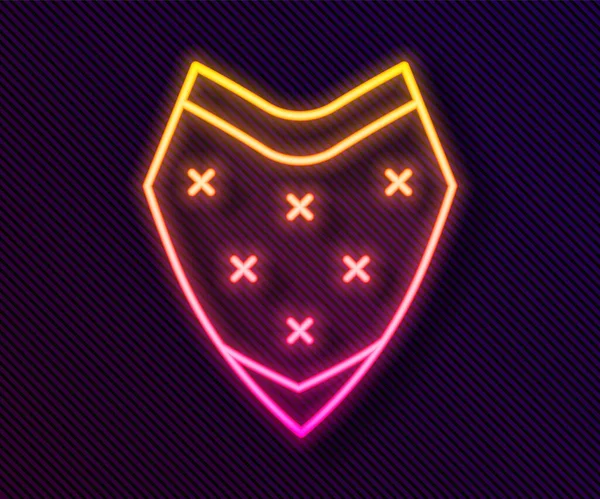 Parlayan neon hattı Geleneksel Meksika pançosu giysi ikonu siyah arka planda izole edildi. Vektör.