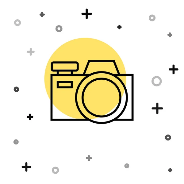 Чорна Лінія Піктограма Фотоапарата Ізольована Білому Тлі Піктограма Фотоапарата Випадкові — стоковий вектор