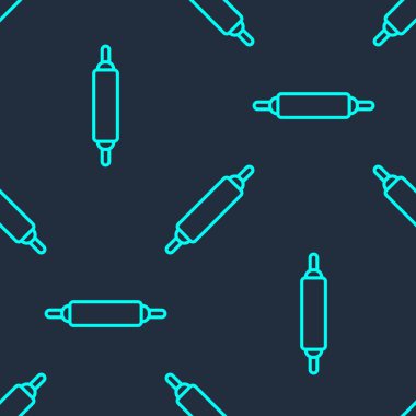 Yeşil çizgi yuvarlanan pin simgesi mavi arkaplandaki kusursuz deseni izole etti. Vektör.