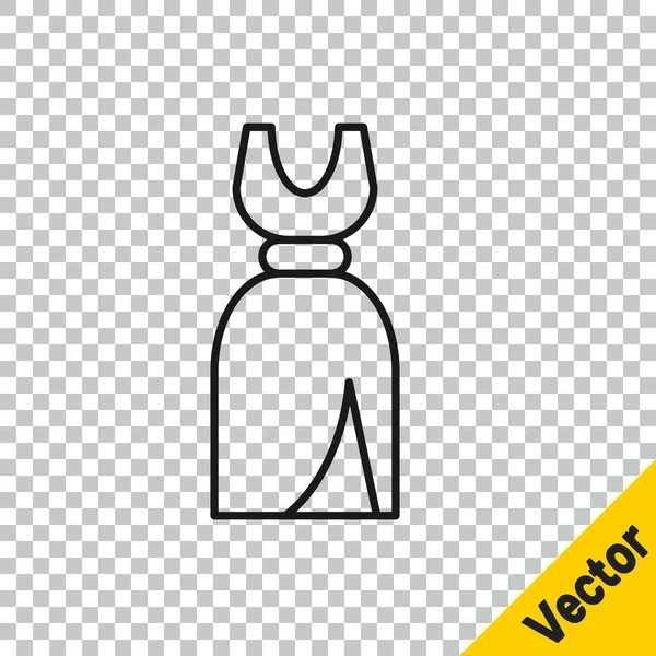 Ligne Noire Icône Robe Femme Isolé Sur Fond Transparent Panneau — Image vectorielle