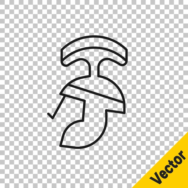 Schwarze Linie Römische Armee Helm Symbol Isoliert Auf Transparentem Hintergrund — Stockvektor
