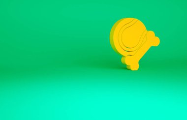 Turuncu oyuncaklar yeşil arka planda izole edilmiş kemik kauçuk ve top ikonu. Minimalizm kavramı. 3d illüstrasyon 3B canlandırma