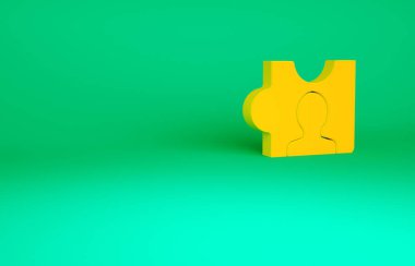 Turuncu Kafa avlama ikonu yeşil arka planda izole edildi. İş hedefi ya da İstihdam tabelası. İş için insan kaynakları ve adam toplama. Minimalizm kavramı. 3d illüstrasyon 3B canlandırma