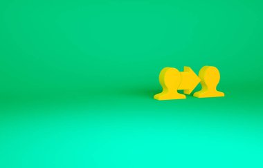 Turuncu Proje takım taban simgesi yeşil arkaplanda izole edildi. İş analizi ve planlama, danışmanlık, takım çalışması, proje yönetimi. Minimalizm kavramı. 3d illüstrasyon 3B canlandırma