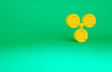 Turuncu Proje takım taban simgesi yeşil arkaplanda izole edildi. İş analizi ve planlama, danışmanlık, takım çalışması, proje yönetimi. Minimalizm kavramı. 3d illüstrasyon 3B canlandırma