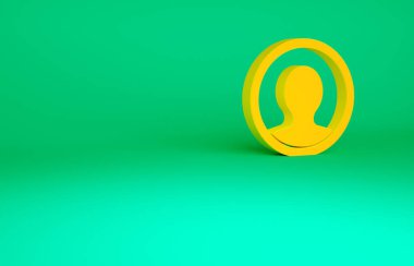 Turuncu Hesap Ekranı simgesi yeşil arkaplanda izole edildi. Minimalizm kavramı. 3d illüstrasyon 3B canlandırma