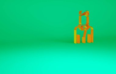 Turuncu İşçi simgesi yeşil arkaplanda izole edildi. İş simgesi kullanıcı profili simgesi simgesi. Erkek kullanıcı işareti. Minimalizm kavramı. 3d illüstrasyon 3B canlandırma