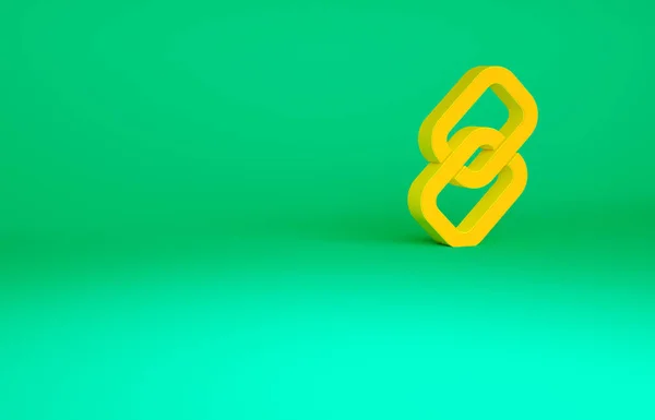 Orange Chain link icon isolated on green background. Link single. Hyperlink chain symbol. Minimalism concept. 3d illustration 3D render