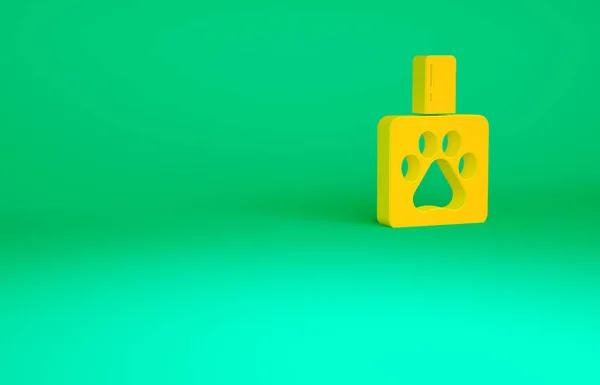 Orange Pet shampoo icon isolated on green background. Pets care sign. Dog cleaning symbol. Minimalism concept. 3d illustration 3D render — Stock Photo, Image