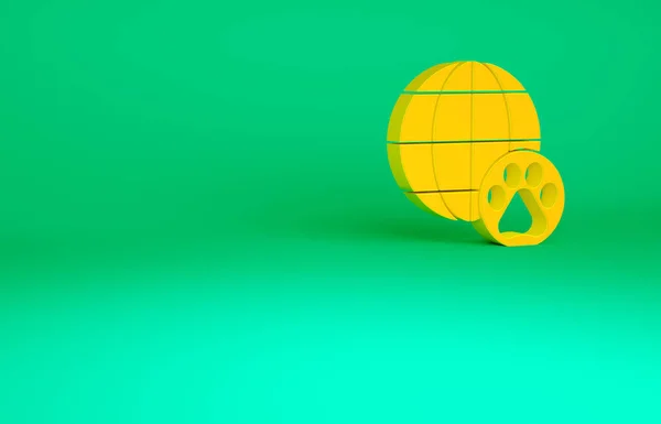 Orange World Haustier Symbol isoliert auf grünem Hintergrund. Minimalismus-Konzept. 3D Illustration 3D Renderer — Stockfoto