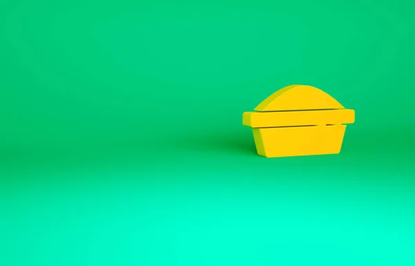 Oranžové Domácí krmítko pro kočky nebo psy ikona izolované na zeleném pozadí. Otisk psí nebo kočičí tlapky. Minimalismus. 3D ilustrace 3D vykreslení — Stock fotografie