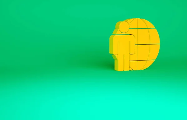 Icono de caza Orange Head aislado sobre fondo verde. Objetivo comercial o signo de empleo. Recursos humanos y contratación para las empresas. Concepto minimalista. 3D ilustración 3D render — Foto de Stock