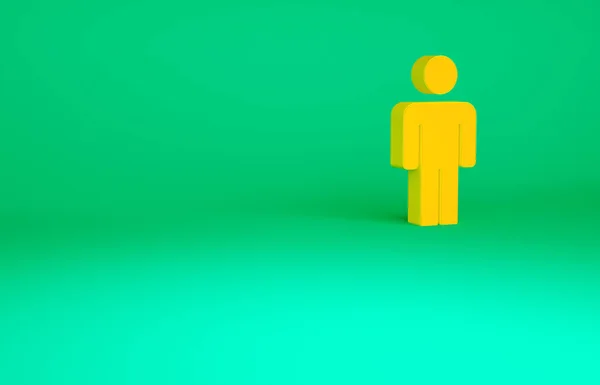 Orange Usuario del icono del hombre aislado sobre fondo verde. Icono de perfil de usuario de símbolo de avatar empresarial. Señal de usuario masculino. Concepto minimalista. 3D ilustración 3D render — Foto de Stock