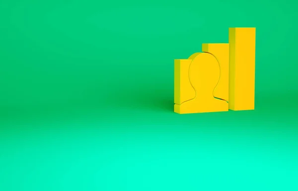 Oranžová Produktivní lidská ikona izolovaná na zeleném pozadí. Myšlenky práce, úspěch, produktivita, vize a koncepce efektivity. Minimalismus. 3D ilustrace 3D vykreslení — Stock fotografie