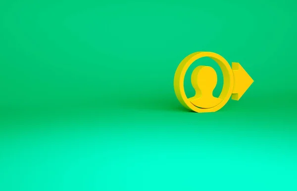 Orange Create account screen icon isolated on green background. Minimalism concept. 3d illustration 3D render